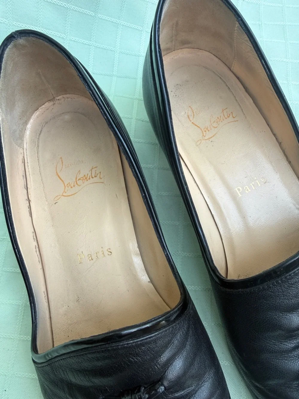 Christian Louboutin Black Leather Tassel Loafers in Original Dust Bag